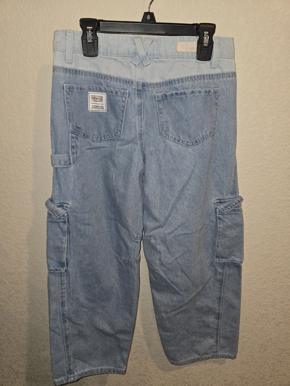 Justice x Looney Tunes Girls Cargo Carpenter Jeans - Two-Tone Light Wash 12